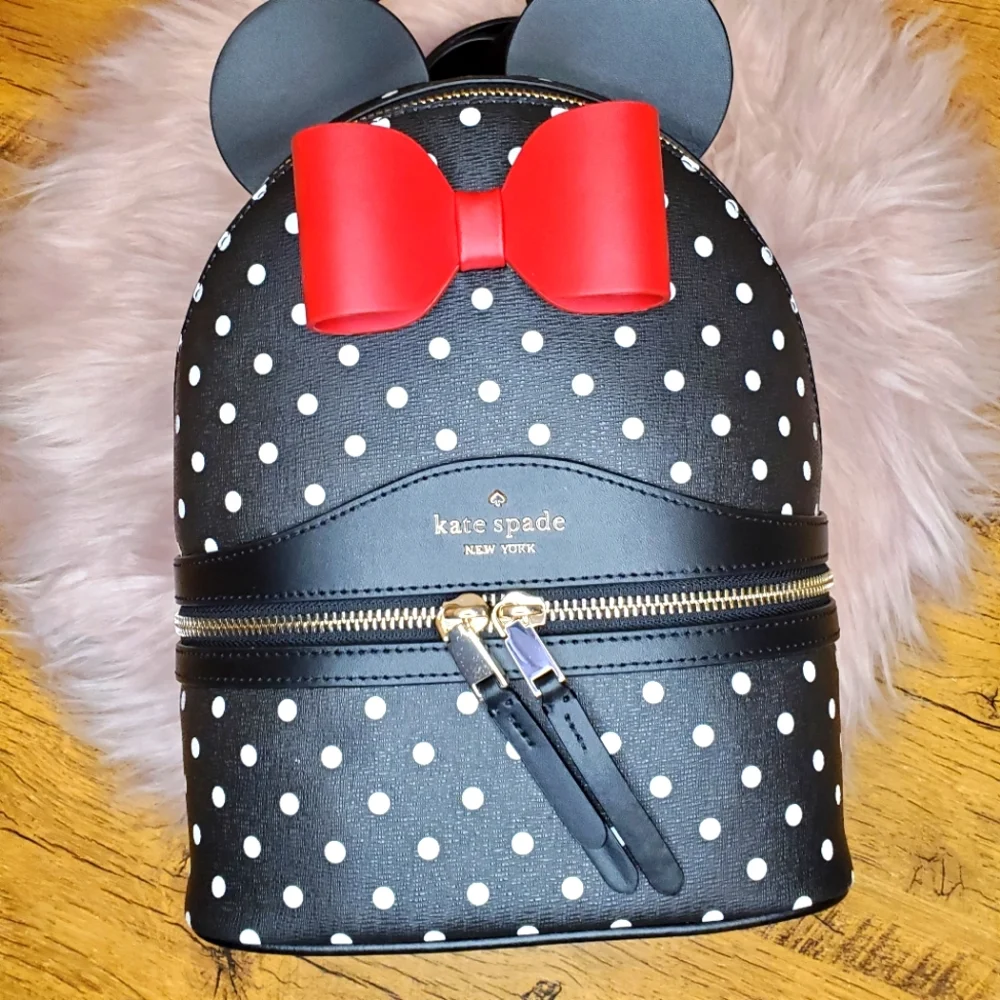 NWT Kate Spade x Disney Minnie Dome Backpack Polka Dot Leather